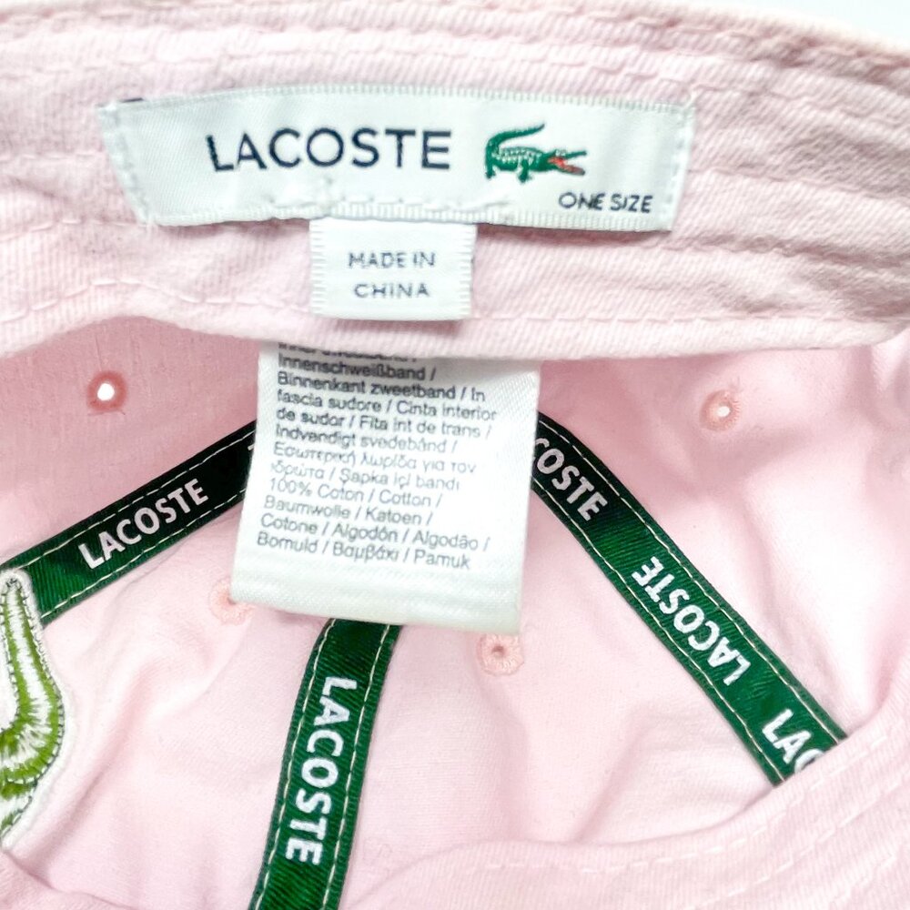 Men's Lacoste Light Pink Oversized Crocodile Strapback Cap - One Size - Picture 9 of 9